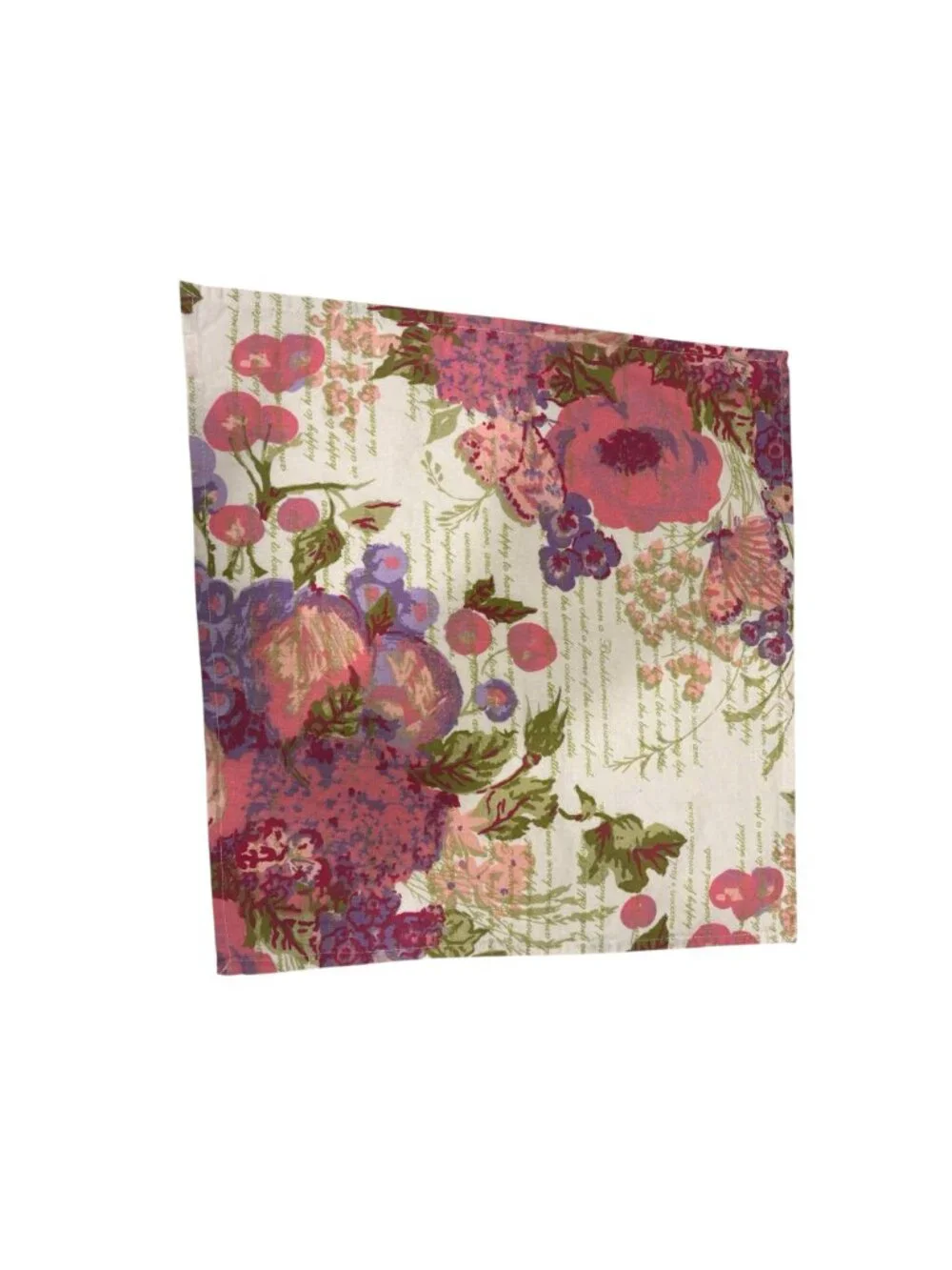 April Cornell Set of 8 Floral Cotton Dinner Napkins Cottage Garden Pink Purple